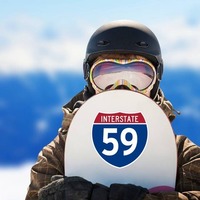 Interstate 59 Sign Sticker on a Snowboard example