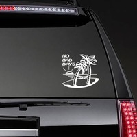 Island And Palm Trees - No Bad Days Sticker on a Rear Car Window example