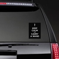 Keep Calm And Carry A Wand Sticker on a Rear Car Window example