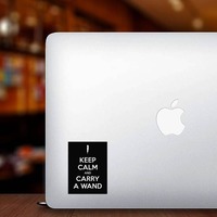 Keep Calm And Carry A Wand Sticker on a Laptop example