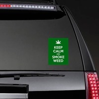 Keep Calm And Smoke Weed Sticker on a Rear Car Window example