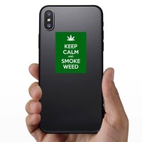 Keep Calm And Smoke Weed Sticker on a Phone example