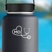 Md Stethoscope Sticker on a Water Bottle example