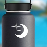 Moon With Bright Stars Sticker on a Water Bottle example