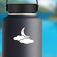 Moon With Clouds Sticker on a Water Bottle example