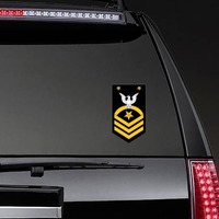 Navy Rank E-9 Fleet Master Chief Petty Officer Sticker on a Rear Car Window example