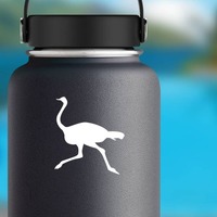 Ostrich Bird Running Sticker on a Water Bottle example