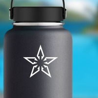 Outlined Arrows Star Sticker on a Water Bottle example