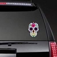 Painted Skull Key to My Heart Sticker on a Rear Car Window example