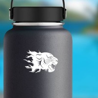 Panther Head In Flames Sticker on a Water Bottle example