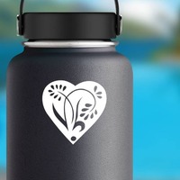 Pedaled Flower In A Heart Sticker on a Water Bottle example