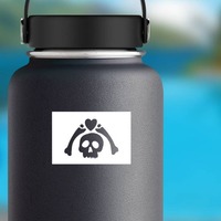 Pirate Flag With Heart Sticker on a Water Bottle example