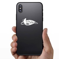 Realistic Sea Turtle Swimming Sticker on a Phone example