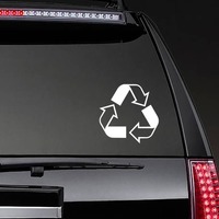 Recycle Symbol Sticker on a Rear Car Window example