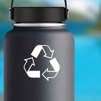 Recycle Symbol Sticker on a Water Bottle example