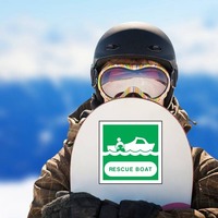 Rescue Boat Sign Sticker on a Snowboard example