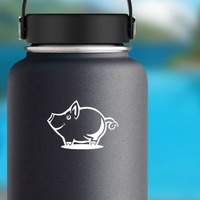 Short Pig Sticker on a Water Bottle example