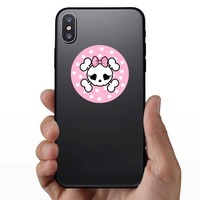 Skull With Bow And Polka Dots Sticker on a Phone example