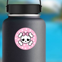 Skull With Bow And Polka Dots Sticker on a Water Bottle example