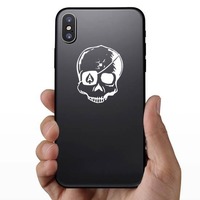 Skull With Eye Patch Sticker on a Phone example