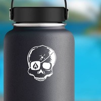 Skull With Eye Patch Sticker on a Water Bottle example