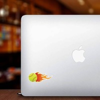 Softball On Fire Sticker on a Laptop example