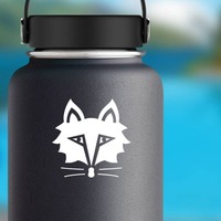 Solemn Fox Face Sticker on a Water Bottle example