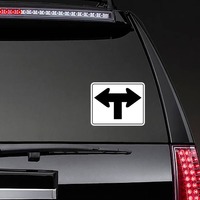 Straight Then Left Or Right Sticker on a Rear Car Window example