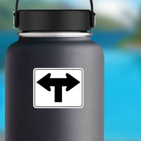 Straight Then Left Or Right Sticker on a Water Bottle example