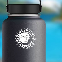 Sun And Moon With Faces Sticker on a Water Bottle example