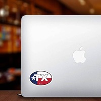 Texas Tx State Flag Oval Sticker on a Laptop example