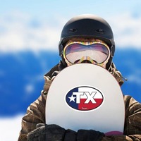 Texas Tx State Flag Oval Sticker on a Snowboard example