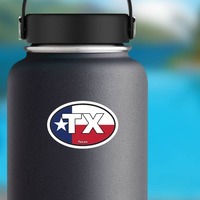 Texas Tx State Flag Oval Sticker on a Water Bottle example