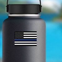 The Thin Blue Line Us Flag Sticker on a Water Bottle example