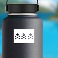 Three Skeletons Pirate Flag Sticker on a Water Bottle example