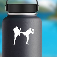 Two Guys Kick Boxing Sticker on a Water Bottle example