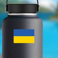 Ukraine Country Flag Sticker on a Water Bottle example