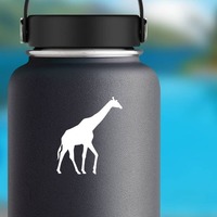 Walking Giraffe Sticker on a Water Bottle example