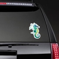 Watercolor Seahorse Sticker on a Rear Car Window example