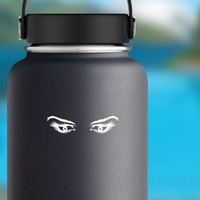 Woman's Eyes Sticker on a Water Bottle example