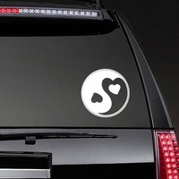 Yin And Yang Hearts Sticker on a Rear Car Window example