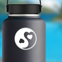 Yin And Yang Hearts Sticker on a Water Bottle example