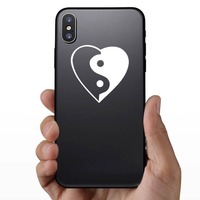 Yin And Yang In A Heart Sticker on a Phone example