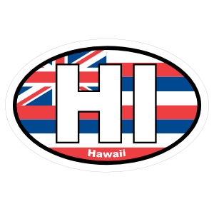 Hawaii Hi State Flag Oval Sticker