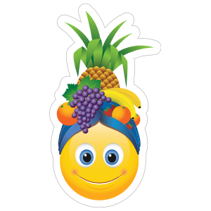 Cute Smiling with Fruit Hat Emoji Sticker