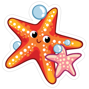 Orange and Pink Starfish Sticker