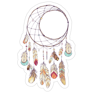 Crescent Moon Dreamcatcher with Feathers Boho Sticker