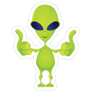 Thumbs Up Green Alien Sticker