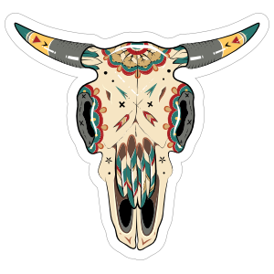 Painted Bull Cow Skull Sticker