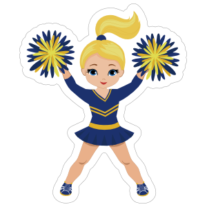 Blonde Blue and Yellow Cheerleading Sticker